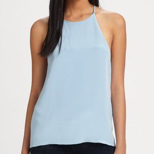 Tibi pale blue silk halter top
